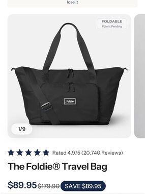 BRAND NEW Foldie Travel Bag - Black
